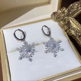 Xpoko Christmas Gifts Temperament Beautiful Firework Stud Earrings for Women Korean Imitation Pearl Rhinestone Snowflake Earring Girls Party Jewelry