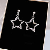 Xpoko Korean Fashion Pearl Crystal Star Drop Earrings for Women Geometric Pendants Jewelry Gift