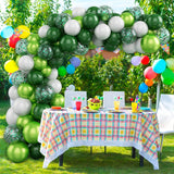 Green White Latex Balloon Garland Arch Kit Metallic Green Confetti Balloons Jungle Safari Birthday Party Baby Shower Decorations