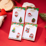 Xpoko Christmas Gifts 2 Pcs Enamel Metal Christmas Brooches for Women Cute Cartoon Santa Claus Christmas Tree Penguins Small Brooch Pins Xmas Jewelry