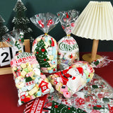 Xpoko 50Pcs Christmas Candy Bag Santa Gift Bag Christmas Decoration for Home Snowflake Present Bag Xmas Wrap Holders New Year 2024