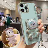 Xpoko Quicksand Bear Holder Lanyard Phone Case For iPhone 14 11 12 13 Pro Max Mini 8 7 6 6S Plus 10 X Xr Xs Max SE Strap Stand Cover