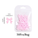 Xpoko Pink White Resin Bow Tie Nail Charms Decorations Cute Bowknot Rhinestone Nails Accessories for DIY French Manicure Designs