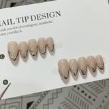 Xpoko 10pcs detachable handmade artificial nails Maillard press on acrylic nails almond brown coffee ballet false nail for fall winter