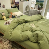 Xpoko Olive Dark Green Bedding Set Fashion Solid Color Single Double Size Bed Linen Duvet Cover Pillowcase No Fillings Home Textile