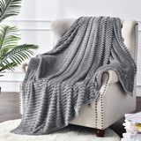 Xpoko Grey Throw Blanket for Couch 3D Ribbed Jacquard Soft Warm Decorative Fuzzy Blanket Cozy Lightweight Throw Blankets for Bed, Sofa