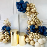 Xpoko Navy Blue Balloon Arch Garland Kit White Sand Metallic Gold Balloons Wedding Decor Graduation Birthday Party Decoration Supplies