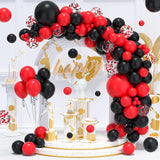 Xpoko 1Set Red Black Balloon Garland Arch Kit Confetti Party 1st Birthday Decor Ballon BBQ Casino Graduation Baby Shower Helium Globos