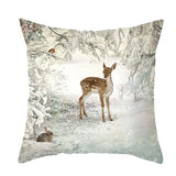 Xpoko Christmas Christmas Cushion Cover Peach Skin Pillowcase Elk Throw Pillow 2024 Xmas Gifts Sofa Decorative Cushions Christmas Pillow Covers