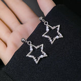 Xpoko Korean Fashion Pearl Crystal Star Drop Earrings for Women Geometric Pendants Jewelry Gift