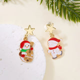 Xpoko Christmas Gifts New Trend Asymmetric Christmas Earrings for Women Cute Bear Santa Claus Christmas Tree Snowman Drop Earrings Girls Party Jewelry