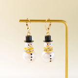 Xpoko Christmas Gifts Cute Christmas Snowman Drop Earrings for Women Fashion Shiny Crystal Snowflake Earring Girls New Year Party Jewelry Holiday Gift