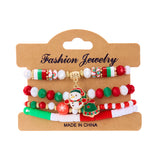 Xpoko 4 Pcs/Set Christmas Colorful Beads Bracelets for Women Handmade Snowman Santa Claus Elk Pendant Bracelet New Year Jewelry Gifts