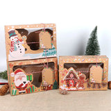 Xpoko Christmas Candy Cookies Boxes Kraft Paper Gift Box Food Bakery Treat Boxes with Clear Window Navidad decor Xmas Gift Bag Noel