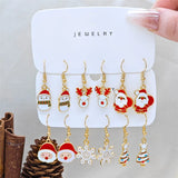 Xpoko Christmas Gifts 3 Pairs Cute Santa Claus Snowman Elk Combination Earrings for Women Enamel Cartoon Christmas Earrings Xmas New Year Jewelry Gift