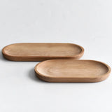 Xpoko Japanese Style Food Oval Plate Wooden Serving Tray Tea Cup Saucer Trays Fruit Plate Storage Pallet Plate Kitchen Table Decor