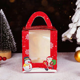 Xpoko 4Pcs Red Marry Christmas Gift Packaging Kraft Candy Box with Handle Santa Claus Cake Kids Holiday Happy New Year Party Favors