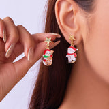 Xpoko Christmas Gifts New Trend Asymmetric Christmas Earrings for Women Cute Bear Santa Claus Christmas Tree Snowman Drop Earrings Girls Party Jewelry