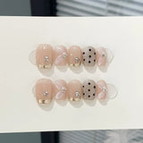 Xpoko 10pcs Baroque butterfly short False Nails handmade ballet artificial nails with glue Full Cover Detachable Press On Nail Tips