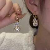 Xpoko Lizakosht Peach Zircon Bow Earrings for Women Fashion Jewelry Gifts