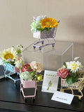 Xpoko Creative Mini Shopping Cart, Metal Flower Basket, Flower Art Packaging, Decorative Supplies, DIY Decorations for Flower Shops