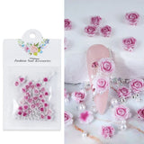 Xpoko 30Pcs Gradient Colour Rose Flower 3D Nails Charms Mix  Simulation Pearl Nail Rhinestone Accessories Valentine Manicure Supplies