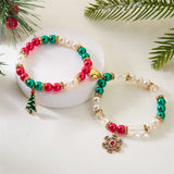 Xpoko Christmas Gifts New Trend Christmas Couple Bracelets for Women Men Handmade Beaded Santa Claus Xmas Tree Bracelet Lovers Friendship Jewelry Gift