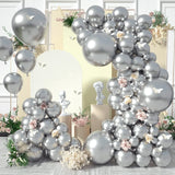 Xpoko 106PcsMetallic Sliver Balloon Confetti Different Sizes Garland Arch Kit.baby shower Graduation Birthday Wedding Party Decoration