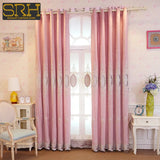 Xpoko European High-end Chenille Curtains for Living Room Bedroom Window Valance Embroidery Fresh Pink Decor Custom Elegant Lace Tulle