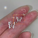 Xpoko Lizakosht Mini Butterfly Stud Earrings Silver Rhinestone for Women and Girls Fashion Jewelry