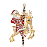 Xpoko Christmas Gifts Luxury Rhinestone Christmas Tree Brooches for Women Exquisite Crystal Penguin Elk Snowman Brooch Pins Corsage Christmas Jewelry