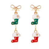 Xpoko Christmas Gifts Fashion Christmas Asymmetrical Drop Earrings for Women Santa Claus Bells Snowman Xmas Tree Boots Hat Earring Girls Party Jewelry