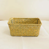 Xpoko Woven Seagrass Storage Baskets Straw Rattan Basket Desk Organizer Picnic Basket Fruit Storage Box Cosmetic Storage Container