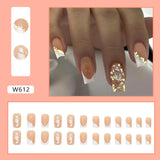 Xpoko 24pcs Cute Fruit False Nail Short Persimmon Orange Printed Press on Nail Manicure Patch Full Cover Detachable Acrylic Nail Tips