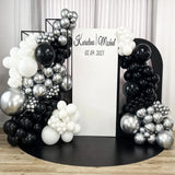 Xpoko 102pcs black silver balloon kit. Silver paper balloon Birthday Graduations Engagements retirements anniversary party decorations