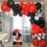 Xpoko Red Black Balloons Arch Garland Kit Graduation BBQ Casino Party Decoration Baby Shower Red Black Confetti Balloon Birthday Decor