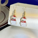 Xpoko Christmas Gifts Gothic Santa Claus Skeleton Earrings for Women Funny Skull Snowman Drop Earrings Christmas Halloween Festival Party Jewelry Gift