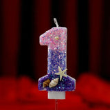 Xpoko Princess Birthday Mermaid Pearl Candle Cake Topper Decor Girl 1 2 3 4 5 6 7 8 9 Year Old Wedding Dessert Cupcake Baking Supplies