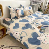 Xpoko Korean Style Cartoon Sheep Bedding Set Girls Kids Twin Full Queen Size Bed Flat Sheet Duvet Cover Pillowcases Bed Linen Kawaii