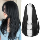 Xpoko BUQI 22inch long synthetic Long straight hair 4 clip in hair extension u type wig black natural wig for women