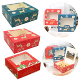 Xpoko 2/4/6pcs Christmas Cookie Box With Window Candy Chocolate Biscuit Packaging Boxes Xmas Gift Wrapping New Year Party Treat Box