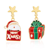 Xpoko Christmas Gifts Fashion Christmas Asymmetrical Drop Earrings for Women Santa Claus Bells Snowman Xmas Tree Boots Hat Earring Girls Party Jewelry