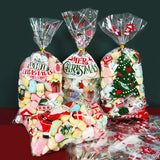 Xpoko 50Pcs Christmas Candy Bag Santa Gift Bag Christmas Decoration for Home Snowflake Present Bag Xmas Wrap Holders New Year 2024