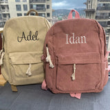 Xpoko Personalized Kids Backpack, Embroidered Corduroy Backpack,Back to School, Kid name backpack,school bag college,toddler,with name