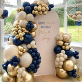 Xpoko Navy Blue Balloon Arch Garland Kit White Sand Metallic Gold Balloons Wedding Decor Graduation Birthday Party Decoration Supplies