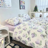 Xpoko Ins Retro Flower Bedding Set Flat Bed Sheet Pillowcase Twin Full Queen Size Bed Linen Women Girls Caramel Floral Duvet Cover Set