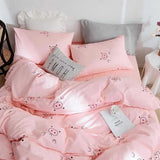 Xpoko Ins Princess Pink Heart Duvet Cover Set Pillowcase Bed Sheet Kids Girls Bedding Set Queen Twin Cute Kawaii Quilt Cover No Filler