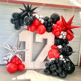 Red Black Balloon Arch Garland Kit Sliver Balloons Explosion Star Foil Ballons Baby Shower Birthday Graduation Party Decorations