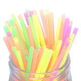 Xpoko 100pcs Mix Color Disposable Plastic Straws Fluorescence Bendable Cocktail Drinking Straw Hawaiian Wedding Party Bar Supplies