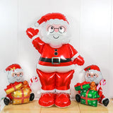 Xpoko Huge Standing 2024 Christmas Balloons Santa Claus Xmas Balloons Merry Christmas Holiday Decoration Aluminum Film Balloon